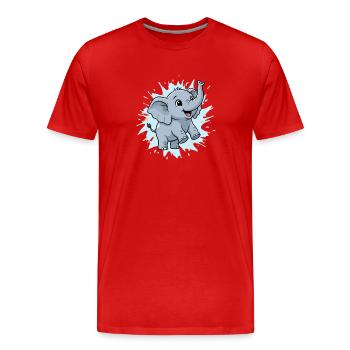 Süßer Elefant mit Farbspritzer - Männer Premium Bio T-Shirt - Rot - Vorne - Damien (186cm)
