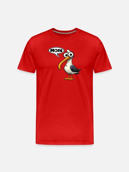 Moin Seagull Comic Mussel Worm - Men's Premium Organic T-Shirt - red