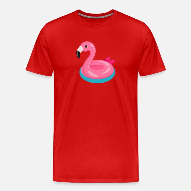 Flamingo-Schwimmschwimmer - Männer Premium Bio T-Shirt - Rot