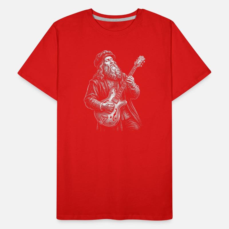 Leonardo Da Vinci joue de la guitare T-shirt bio Premium Homme