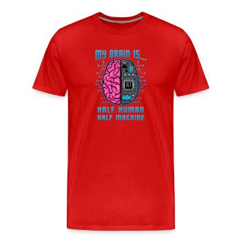 Half Human Half Machine Brain AI Graphic - Männer Premium Bio T-Shirt - Rot - Vorne - Damien (186cm)