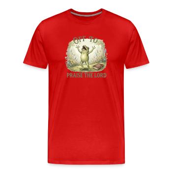 To praise the Lord Christ the Frog - Men's Premium Organic T-Shirt - red - Front - Damien (186cm)