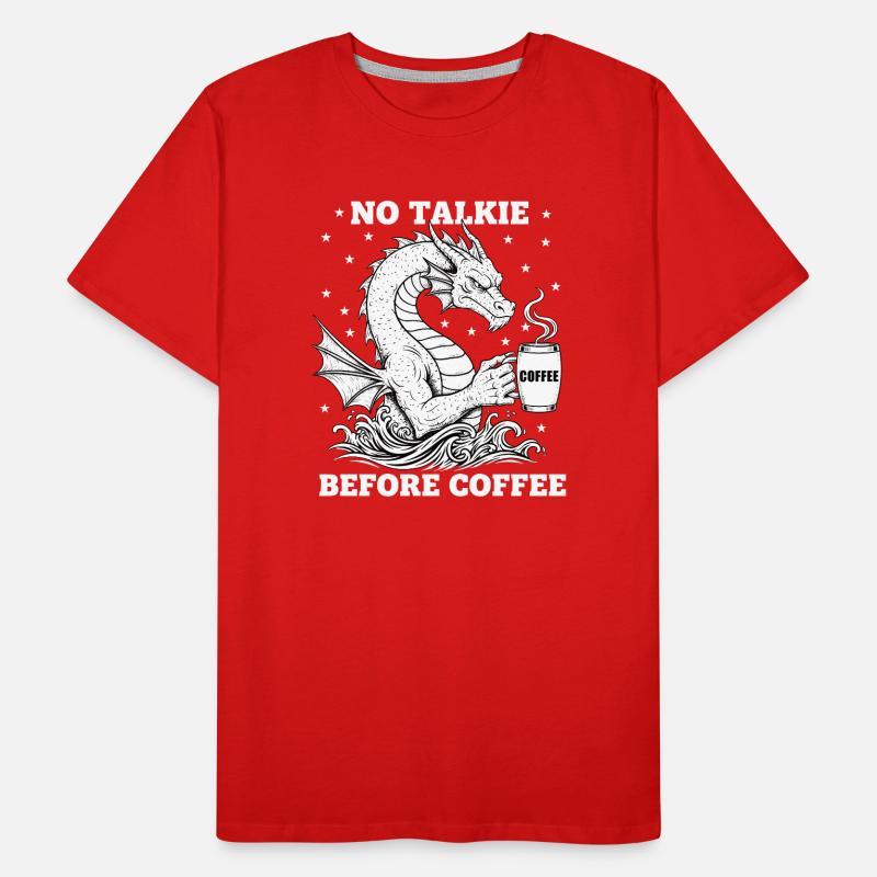 No Conversation Before Coffee Lover Dragon Men's Premium Organic T-Shirt