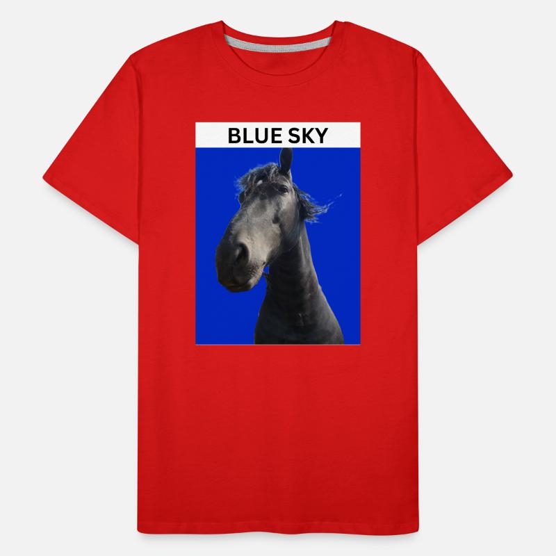 Ciel bleu et cheval T-shirt bio Premium Homme