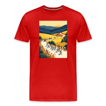 Goldene Etappe — Radfahrer-Erinnerung - Männer Premium Bio T-Shirt - Rot - Vorne - Damien (186cm)