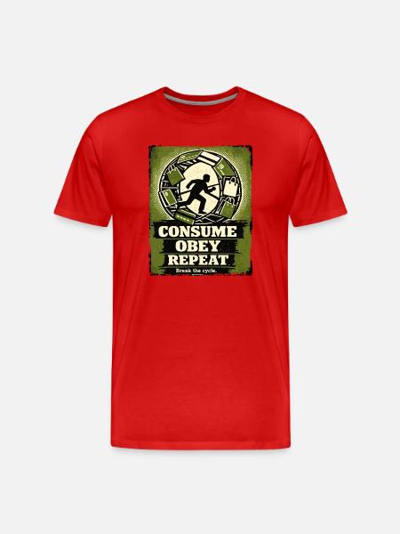 Consumption Cycle Street Art Motif - Men's Premium Organic T-Shirt - red