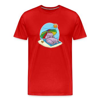 Hippopotamus Beach Parasol Summer - T-shirt bio Premium Homme - rouge - Devant - Damien (186cm)
