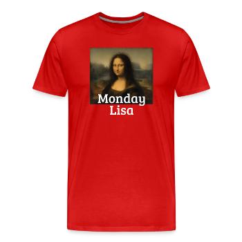 Monday Lisa Leonardo Da Vinci Funny Mona Lisa - Men's Premium Organic T-Shirt - red - Front - Damien (186cm)