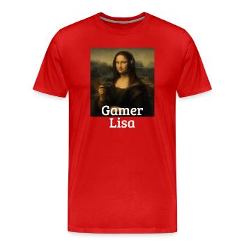 Jeu vidéo Lisa Leonardo Da Vinci Gamer Mona Lisa - T-shirt bio Premium Homme - rouge - Devant - Damien (186cm)
