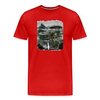 REPAIRE DES MILLIARDAIRES - Villa futuriste dans la jungle - T-shirt bio Premium Homme - rouge - Devant - Damien (186cm)