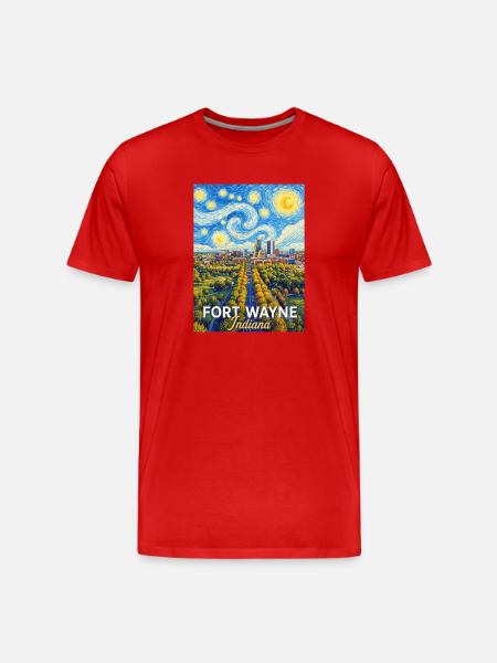 Fort Wayne, Indiana Starry Night - Men's Premium Organic T-Shirt - red
