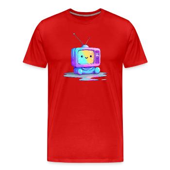 Regenbogen TV Kuscheltier - Männer Premium Bio T-Shirt - Rot - Vorne - Damien (186cm)