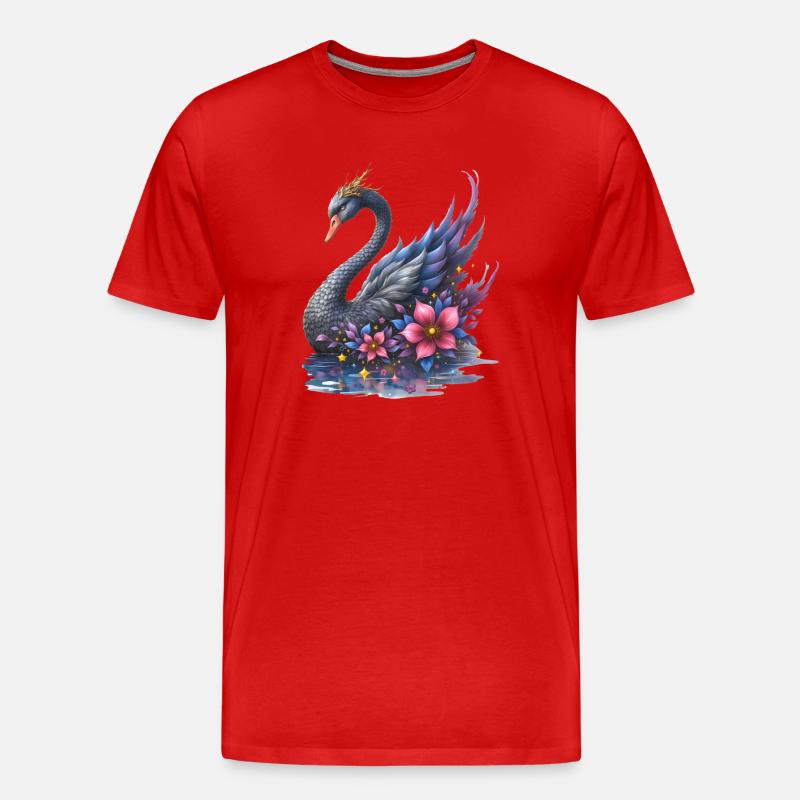 Fantasie-Blumenschwan - Männer Premium Bio T-Shirt - Rot
