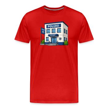 Polizei Cartoon Gebäude Druckdesign - Männer Premium Bio T-Shirt - Rot - Vorne - Damien (186cm)