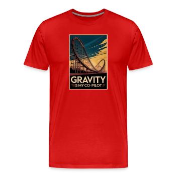 Schwerkraft als Beifahrer | Achterbahn - Männer Premium Bio T-Shirt - Rot - Vorne - Damien (186cm)