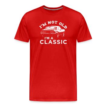 Pas vieux, je suis une voiture classique - T-shirt bio Premium Homme - rouge - Devant - Damien (186cm)