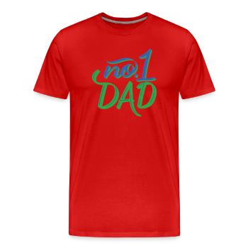 No.1 Dad – Handlettering - Männer Premium Bio T-Shirt - Rot - Vorne - Damien (186cm)
