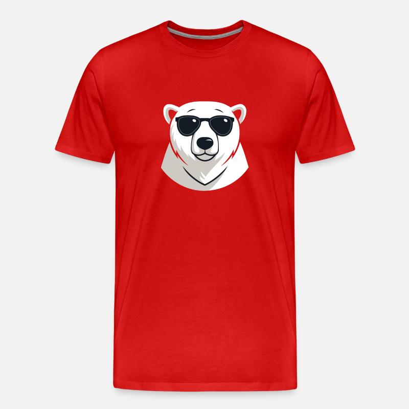 Eisbär mit dunkler Brille - Männer Premium Bio T-Shirt - Rot