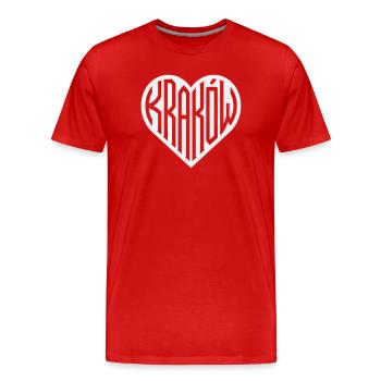 Geometrisches Herzlogo Krakau Polen - Männer Premium Bio T-Shirt - Rot - Vorne - Damien (186cm)
