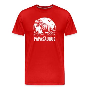 Papasaurus Papa Fort Cadeau T-Rex Papa Cool - T-shirt bio Premium Homme - rouge - Devant - Damien (186cm)