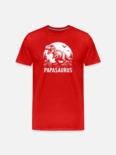 Papasaurus Strong Dad GiftT-Rex Dad Cool - Men's Premium Organic T-Shirt - red