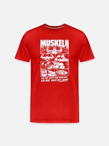 Muskel Training Comic Power Szene - Männer Premium Bio T-Shirt - Rot