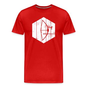 Croquis d’arc et de flèches - T-shirt bio Premium Homme - rouge - Devant - Damien (186cm)