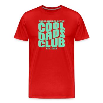 Cadeau de la fête des pères 2026 - Club des papas cool - T-shirt bio Premium Homme - rouge - Devant - Damien (186cm)