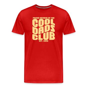 Cadeau de la fête des pères 2026 - Club des papas cool - T-shirt bio Premium Homme - rouge - Devant - Damien (186cm)