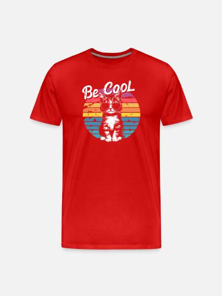 Be Cool Retro Cat Sunglasses - Men's Premium Organic T-Shirt - red