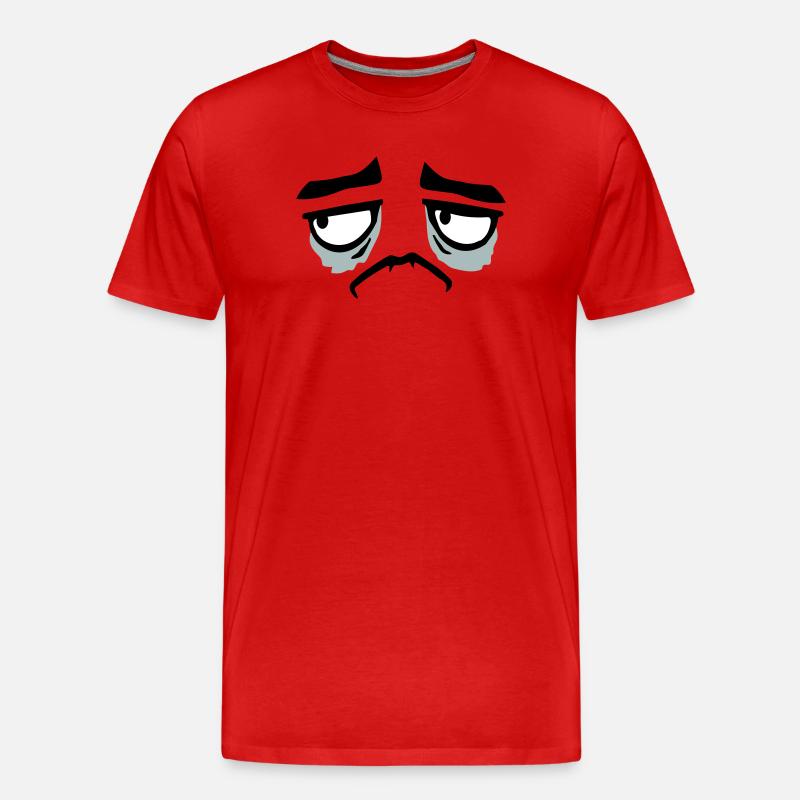 Grumpy sad disappointed face funny - Men's Premium Organic T-Shirt - red