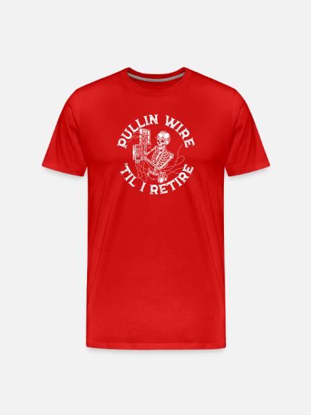 Skelett Technik Drahtwerk Elektriker Pullin Wire - Männer Premium Bio T-Shirt - Rot