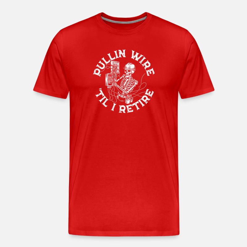 Skelett Technik Drahtwerk Elektriker Pullin Wire - Männer Premium Bio T-Shirt - Rot