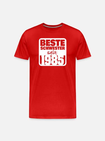 Schwester 1985 - Männer Premium Bio T-Shirt - Rot