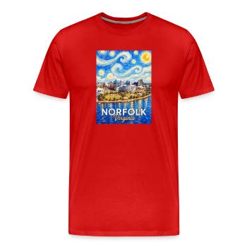 Norfolk Skyline Sternennacht - Männer Premium Bio T-Shirt - Rot - Vorne - Damien (186cm)