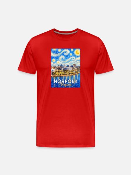 Norfolk Skyline Starry Night - Men's Premium Organic T-Shirt - red