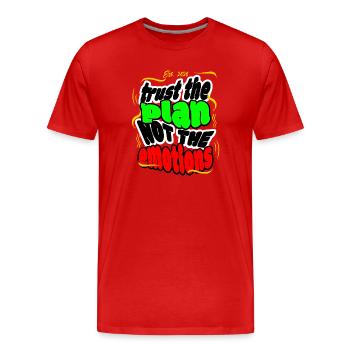 Trust The Plan Not The Emotions - Men's Premium Organic T-Shirt - red - Front - Damien (186cm)