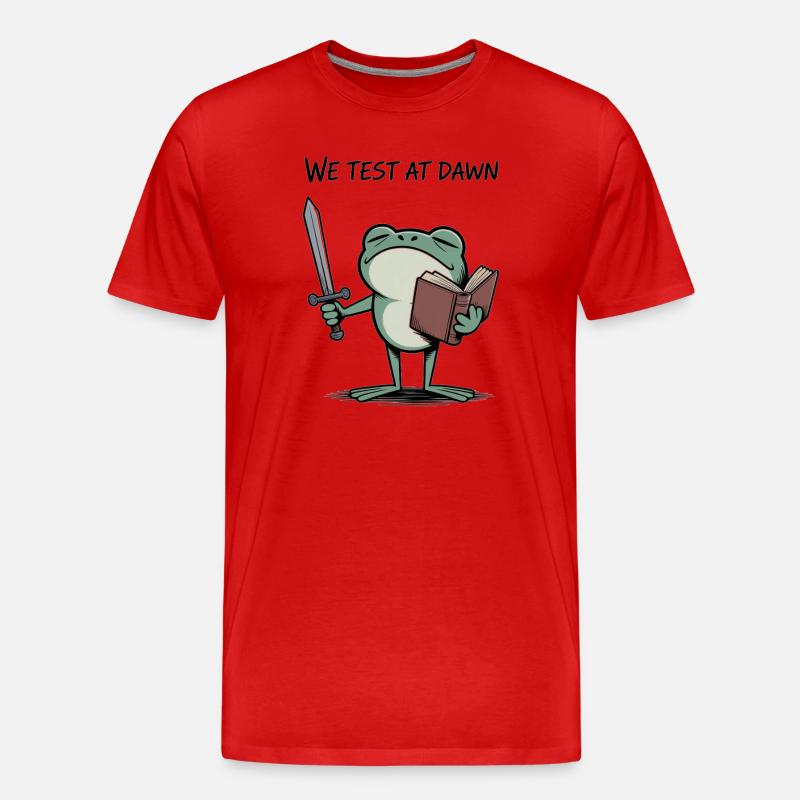 Froschritter im Morgengrauen - Männer Premium Bio T-Shirt - Rot