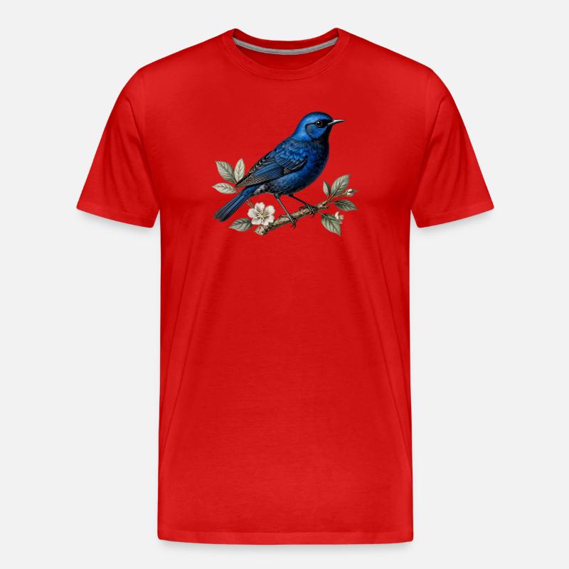 Oiseau bleu Mérion splendide (Malurus splendens) - T-shirt bio Premium Homme - rouge