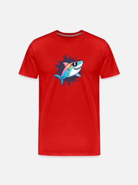 Neon Shark Sunglasses - Men's Premium Organic T-Shirt - red