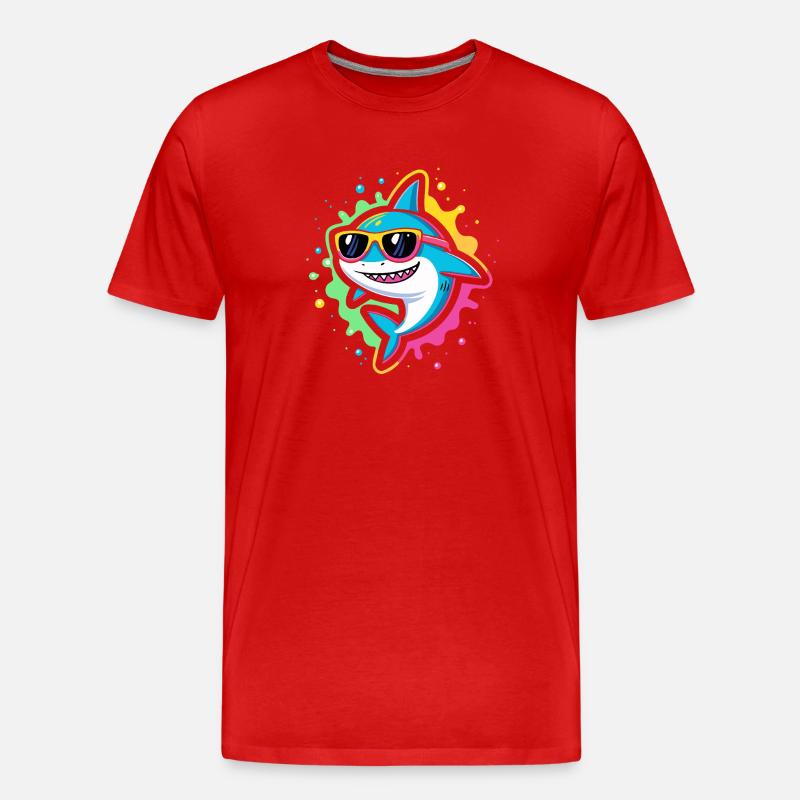 Requin néon lunettes pop - T-shirt bio Premium Homme - rouge