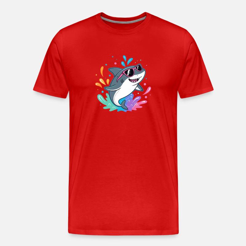 Shark Fun Bunter Surfer - Männer Premium Bio T-Shirt - Rot