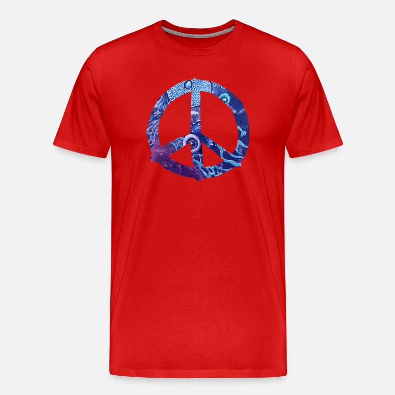 Ozeanfrieden Peacezeichen - Männer Premium Bio T-Shirt - Rot