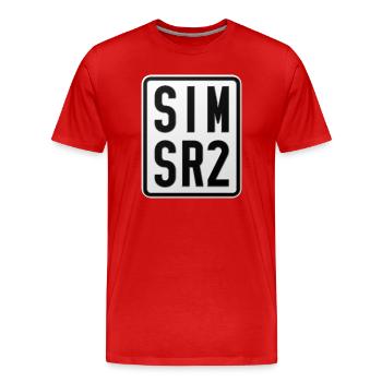 Plaque d’immatriculation du cyclomoteur Simson SR2 - T-shirt bio Premium Homme - rouge - Devant - Damien (186cm)