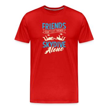 Graphique « Les amis ne laissent pas leurs amis faire du parachutisme seuls » - T-shirt bio Premium Homme - rouge - Devant - Damien (186cm)