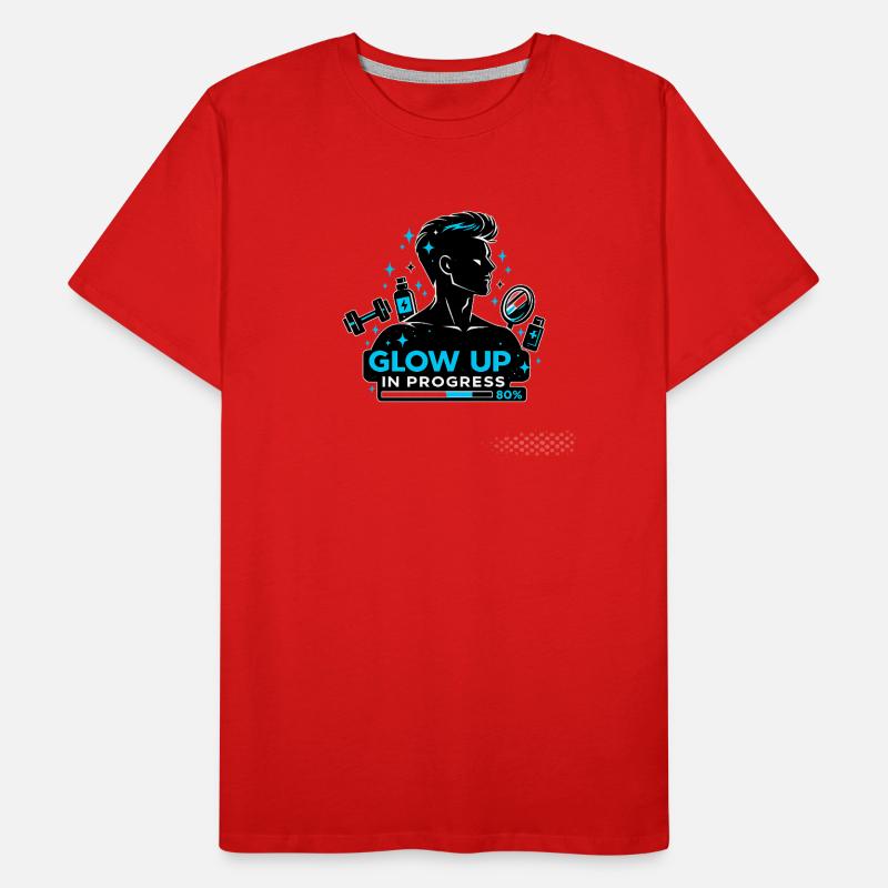 Glow Up Self Optimization Gym Skincare Saying Men's Premium Organic T-Shirt