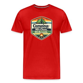 Camping Chaos Romantik Schild - Männer Premium Bio T-Shirt - Rot - Vorne - Damien (186cm)
