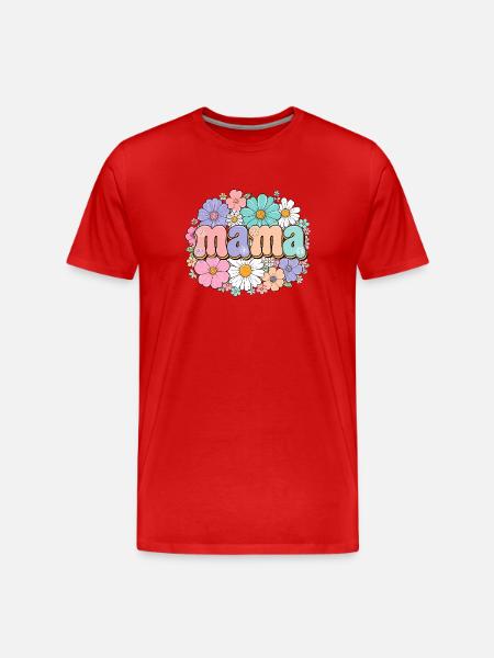 Fleurs de maman rétro - T-shirt bio Premium Homme - rouge
