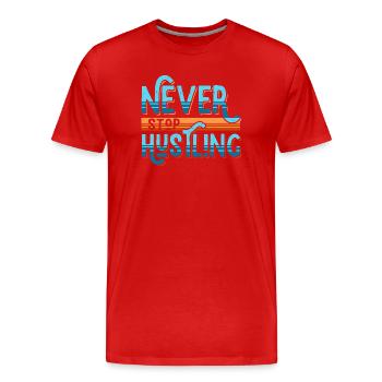 Never Stop Hustling Retro Stripes - Männer Premium Bio T-Shirt - Rot - Vorne - Damien (186cm)