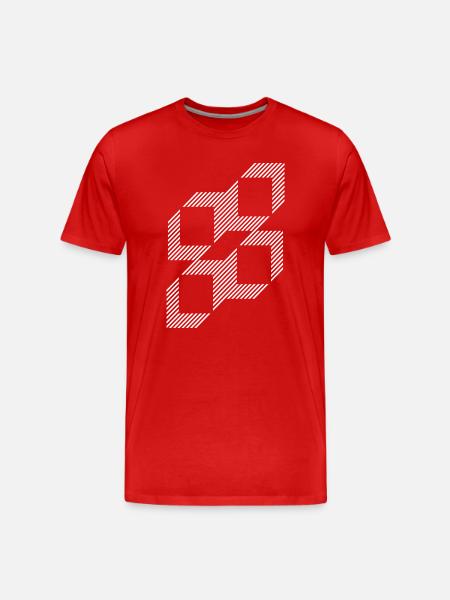 Geometric Stripe Squares Grid - Men's Premium Organic T-Shirt - red